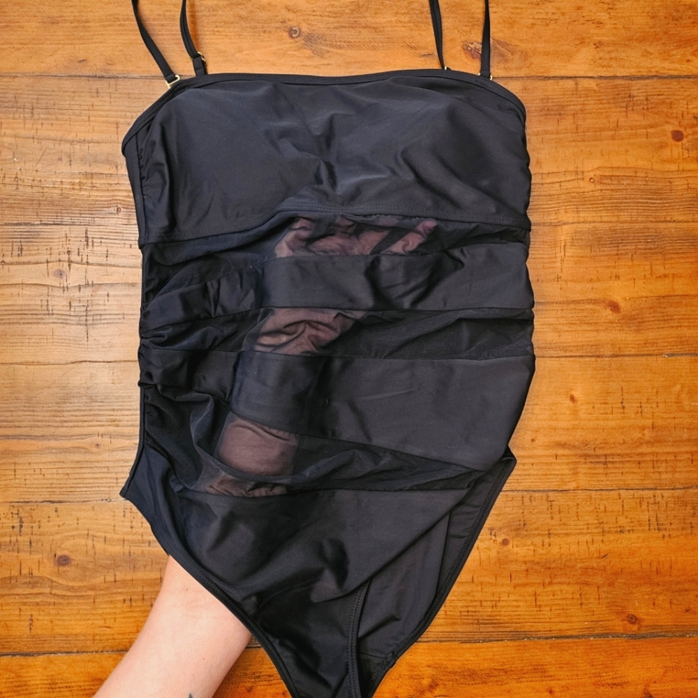 Black one-piece maternity bathing suit